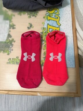 Under Armour No-Show Socks in Hot Pink and Bright Red